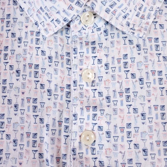 Peter Millar Seaside Mens XXL Sand Bar Aqua Cotton Polo Shirt Cocktail Martini - Picture 4 of 12